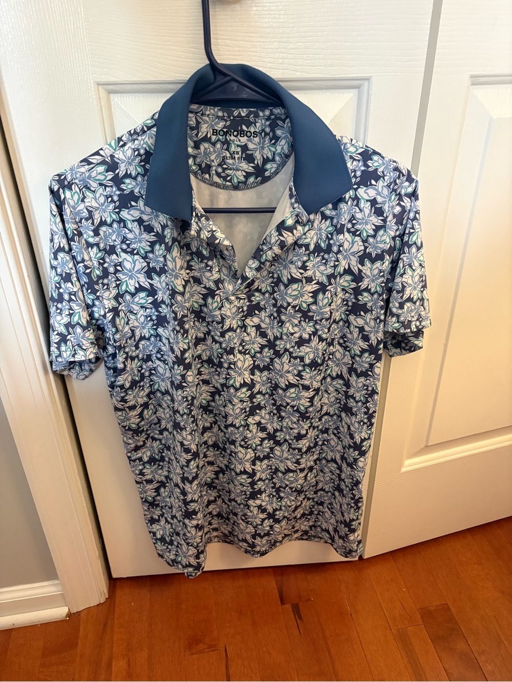 Bonobos Navy Floral Short-Sleeve Polo with Teal Accents